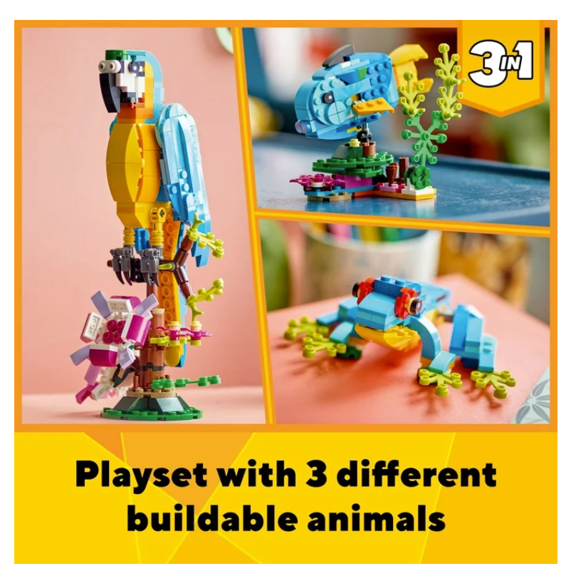 LEGO Creator 3 in 1 Exotic Parrot to Frog to Fish Animal Figures