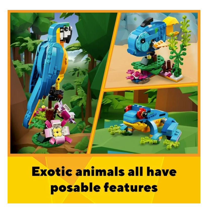 LEGO Creator 3 in 1 Exotic Parrot to Frog to Fish Animal Figures